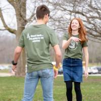 Participants playing spike ball